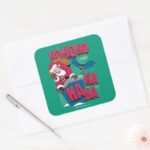 Batman Joker Santa Claus Climbing Out Chimney Square Sticker
