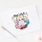 Batman Mad Love Harley Quinn Chewing Bubble Gum Square Sticker