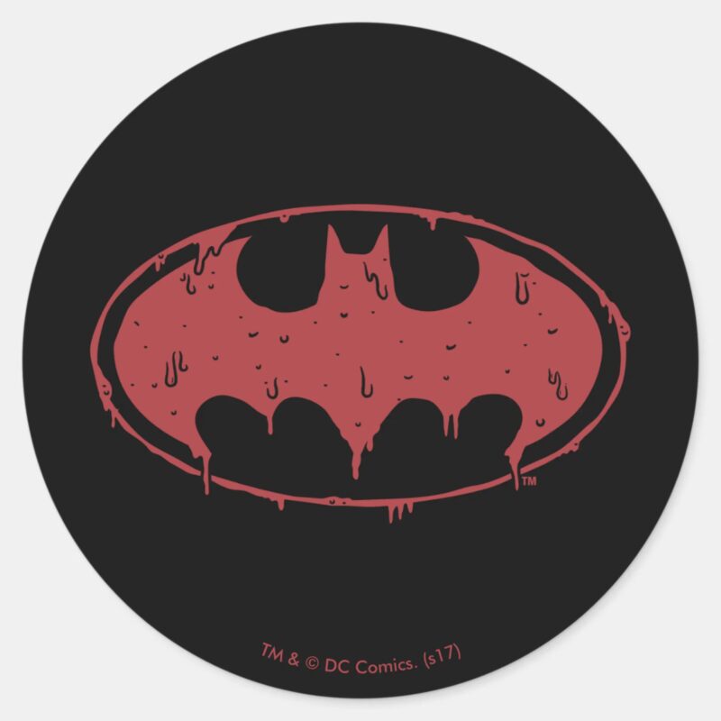 Batman Oozing Red Bat Logo Classic Round Sticker Batman Oozing Red Bat Logo Classic Round Sticker