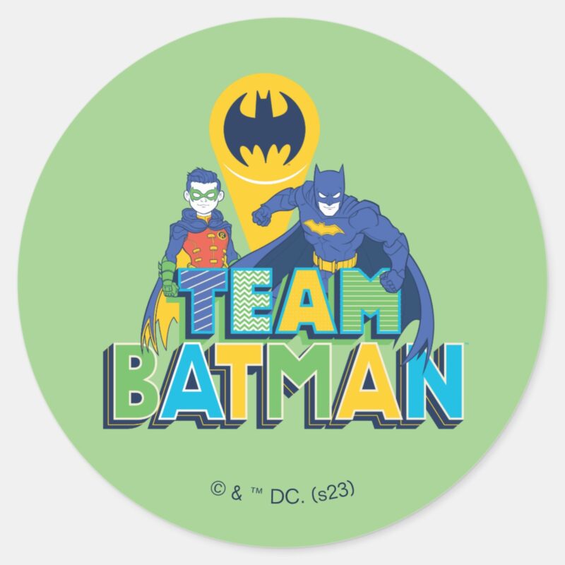 Batman Team Batman Robin Classic Round Sticker Batman Team Batman Robin Classic Round Sticker