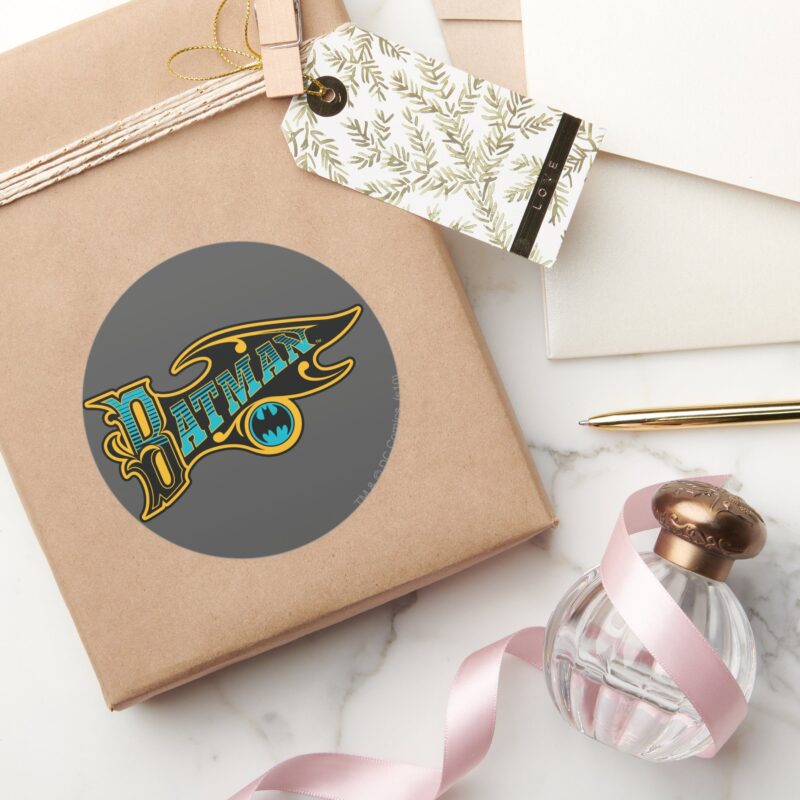 Batman Vintage Turquoise Logo Classic Round Sticker