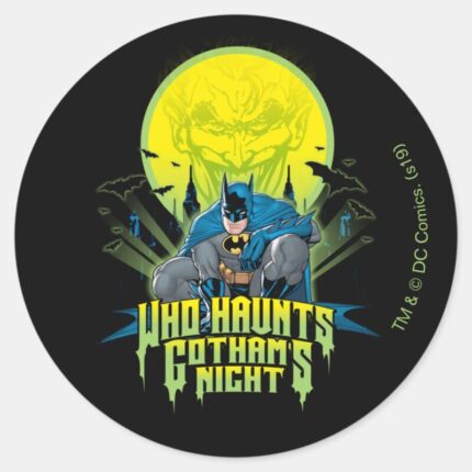 Batman Who Haunts Gothams Night Classic Round Sticker