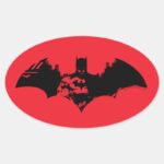 Batman And Gotham Silhouette Bat Logo Oval Sticker