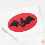 Batman And Gotham Silhouette Bat Logo Oval Sticker