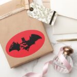 Batman And Gotham Silhouette Bat Logo Oval Sticker