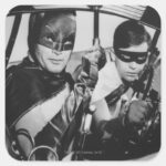 Batman And Robin In Batmobile Square Sticker