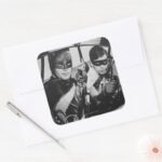 Batman And Robin In Batmobile Square Sticker