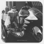 Batman And Robin In Batcycle Square Sticker