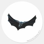 Batman Flys With Large Cape Classic Round Sticker