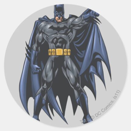 Batman Holds Up Cape Classic Round Sticker