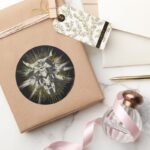 Batman On Bike Classic Round Sticker