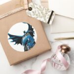 Batman On Cycle Classic Round Sticker