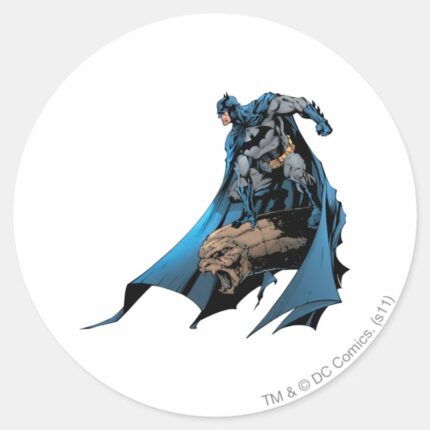 Batman On Gargoyle Classic Round Sticker
