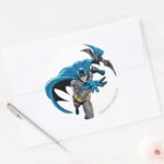 Batman Throws Batarang Classic Round Sticker