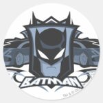 Batman With Batmobiles Classic Round Sticker