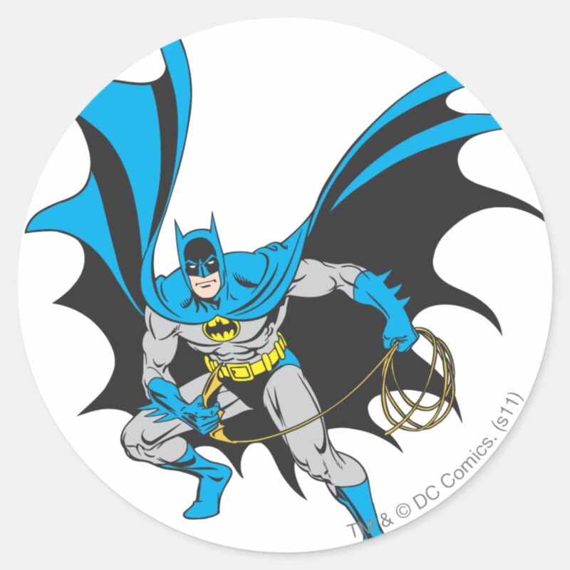 Batman With Rope Classic Round Sticker Batman With Rope Classic Round Sticker