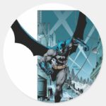 Batman With City Background Classic Round Sticker