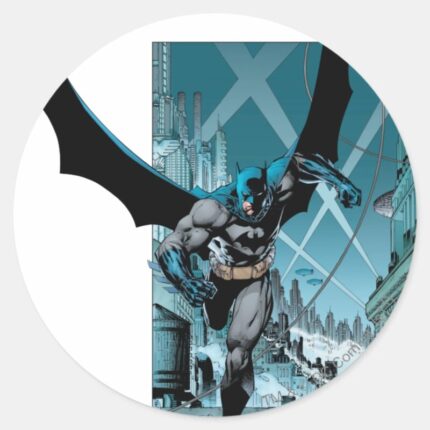 Batman With City Background Classic Round Sticker