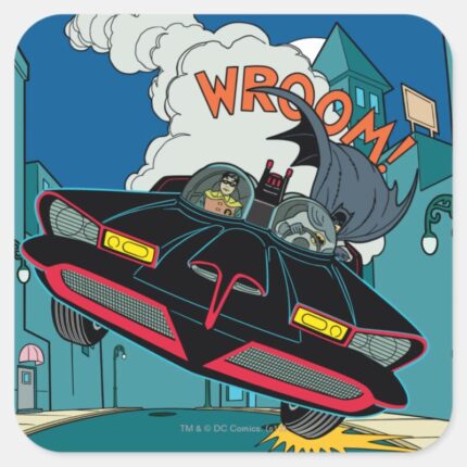 Batmobile Wroom Square Sticker