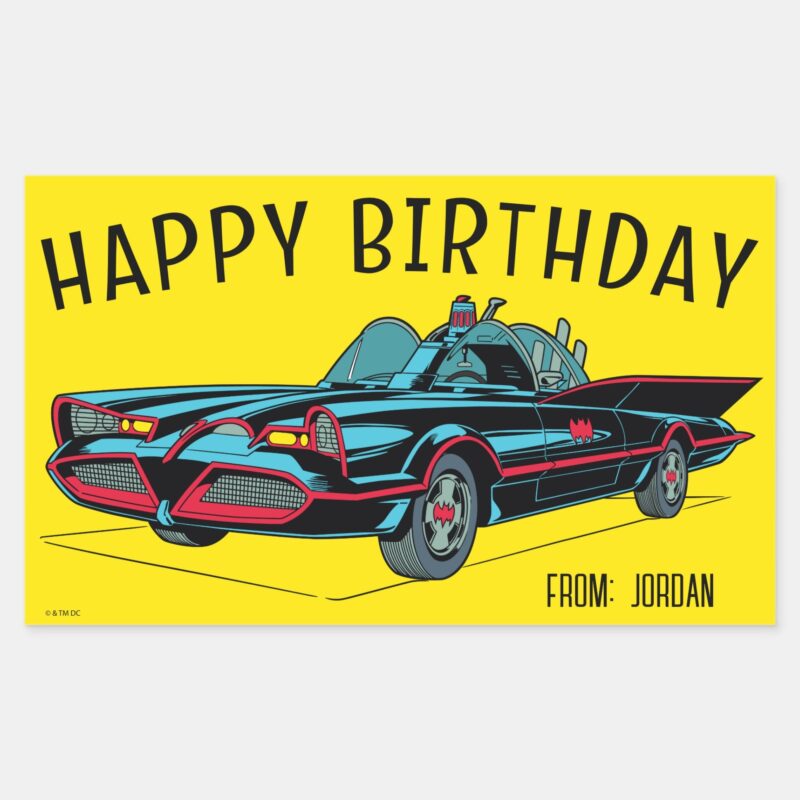 Batmobile Happy Birthday Rectangular Sticker Batmobile Happy Birthday Rectangular Sticker