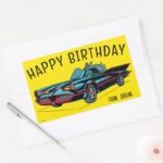 Batmobile Happy Birthday Rectangular Sticker