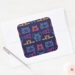Batwheels™ Neon Outline Pattern Square Sticker