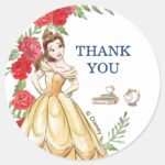 Be Our Guest Belle Birthday Classic Round Sticker