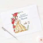 Be Our Guest Belle Birthday Square Sticker