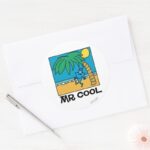 Beach Fun With Mr. Cool Classic Round Sticker