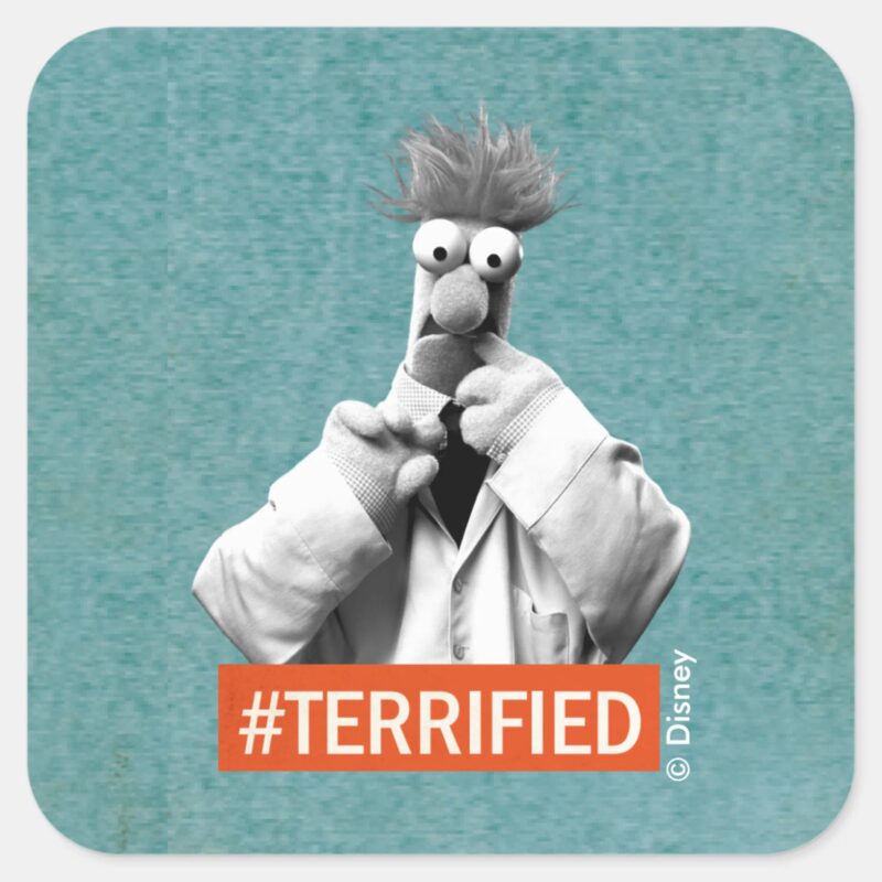 Beaker Terrified Square Sticker Beaker Terrified Square Sticker