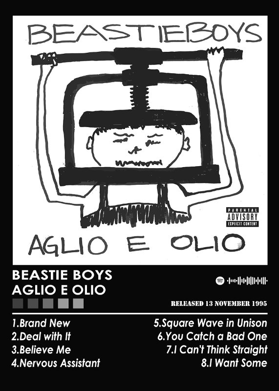 Beastie Boys Aglio E Olio Music Poster