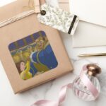 Beauty The Beast Belle The Beast Dancing Square Sticker
