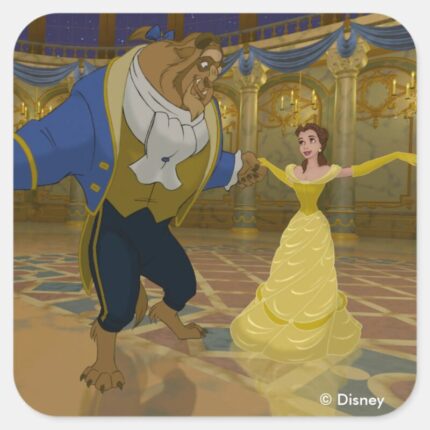 Beauty The Beast Dancing In The Ballroom Square Sticker