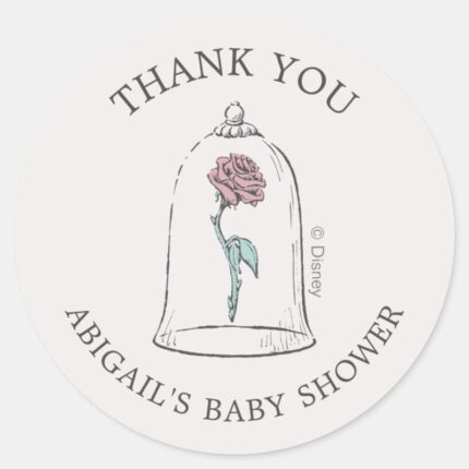 Beauty The Beast Enchanted Rose Baby Shower Classic Round Sticker