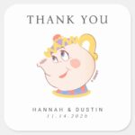 Beauty And The Beast Wedding Thank You Square Sticker