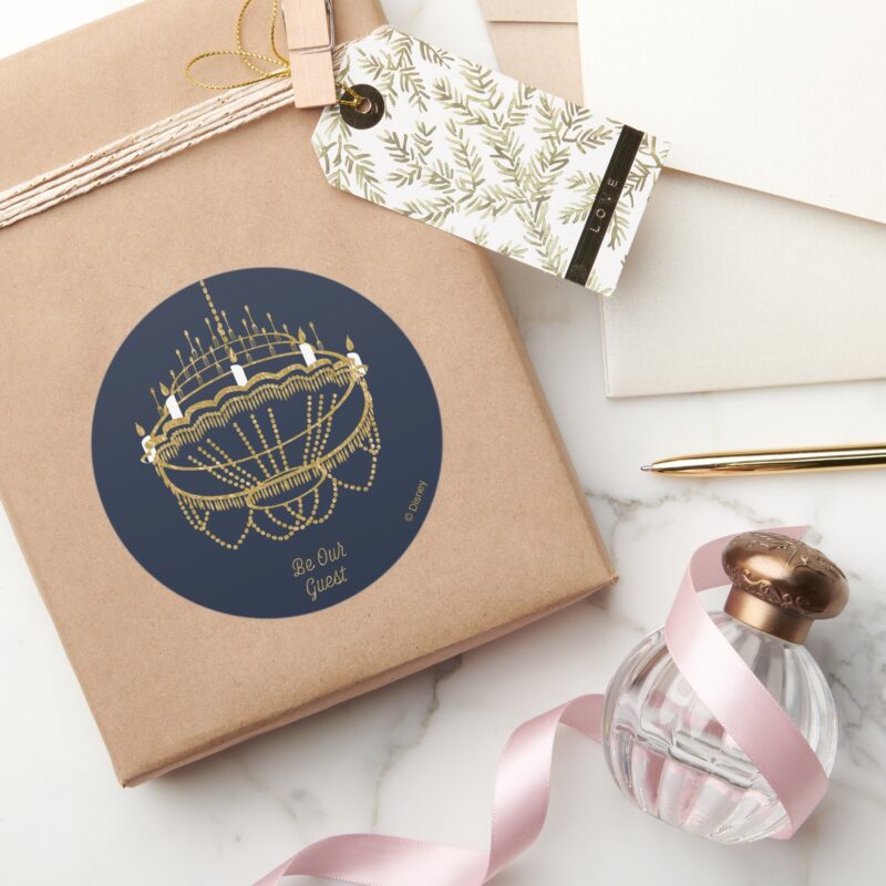Beauty And The Beast Chandelier Be Our Guest Classic Round Sticker
