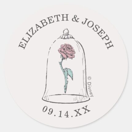 Beauty And The Beast Enchanted Rose Wedding Classic Round Sticker