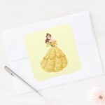 Belle Holding Rose Square Sticker