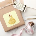 Belle Holding Rose Square Sticker