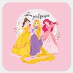 Belle Rapnuzel Ariel Extra Girl Power Square Sticker