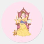 Belle Reading To Friends Classic Round Sticker