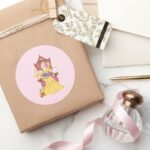 Belle Reading To Friends Classic Round Sticker