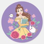 Belle Friends Bookish Blooms Classic Round Sticker