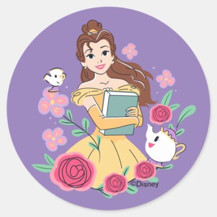 Belle Friends Bookish Blooms Classic Round Sticker