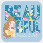 Belle Beautfiul Inside Out Square Sticker