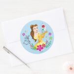 Belle Belle And Her Christmas Rose Classic Round Sticker