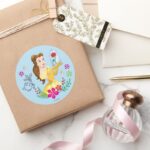 Belle Belle And Her Christmas Rose Classic Round Sticker