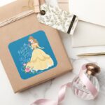Belle I Love A Good Story Square Sticker