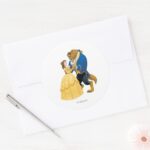 Belle And Beast Dancing Classic Round Sticker