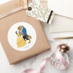 Belle And Beast Dancing Classic Round Sticker
